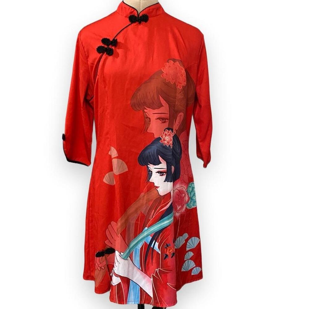 SHEIN red Japanese geisha dress size L